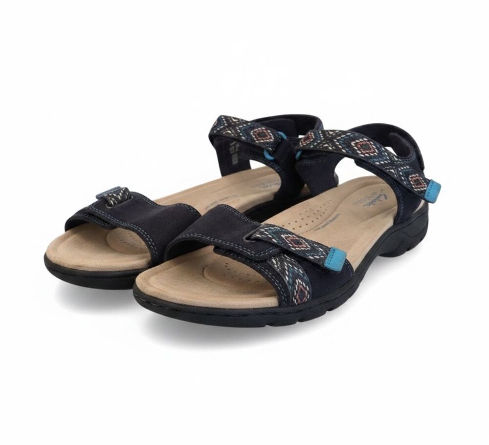 Clarks Collection Navy Adjustable Comfort Sandals Women’s Size 8